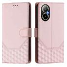 For Realme C67 4G Global Honeycomb Embossing RFID Leather Phone Case(Pink) - 2