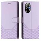 For Realme C67 4G Global Honeycomb Embossing RFID Leather Phone Case(Light Purple) - 2