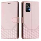 For Realme GT 5G / GT Neo 5G Honeycomb Embossing RFID Leather Phone Case(Pink) - 2