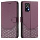 For Realme GT 5G / GT Neo 5G Honeycomb Embossing RFID Leather Phone Case(Violet) - 2