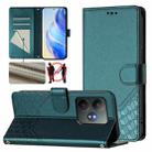 For Realme GT 6 5G / GT 6T 5G Global Honeycomb Embossing RFID Leather Phone Case(Peacock Green) - 1