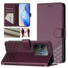 For Realme GT 6 5G / GT 6T 5G Global Honeycomb Embossing RFID Leather Phone Case(Violet) - 1