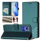 For Realme GT Neo 3 Honeycomb Embossing RFID Leather Phone Case(Peacock Green) - 1