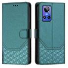 For Realme GT Neo 3 Honeycomb Embossing RFID Leather Phone Case(Peacock Green) - 2