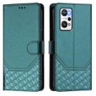 For Realme GT Neo 3T Honeycomb Embossing RFID Leather Phone Case(Peacock Green) - 2