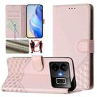 For Realme GT3  / GT5 240W Honeycomb Embossing RFID Leather Phone Case(Pink) - 1