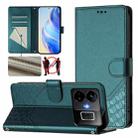 For Realme GT3  / GT5 240W Honeycomb Embossing RFID Leather Phone Case(Peacock Green) - 1