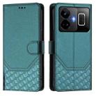 For Realme GT3  / GT5 240W Honeycomb Embossing RFID Leather Phone Case(Peacock Green) - 2