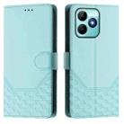 For Realme Note 50 4G Global / C51 / C53 Honeycomb Embossing RFID Leather Phone Case(Mint Green) - 2