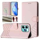 For Realme Note 50 4G Global / C51 / C53 Honeycomb Embossing RFID Leather Phone Case(Pink) - 1