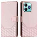 For Realme Note 50 4G Global / C51 / C53 Honeycomb Embossing RFID Leather Phone Case(Pink) - 2