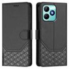 For Realme Note 50 4G Global / C51 / C53 Honeycomb Embossing RFID Leather Phone Case(Black) - 2