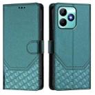 For Realme Note 50 4G Global / C51 / C53 Honeycomb Embossing RFID Leather Phone Case(Peacock Green) - 2