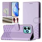 For Realme Note 50 4G Global / C51 / C53 Honeycomb Embossing RFID Leather Phone Case(Light Purple) - 1