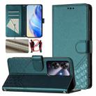 For Realme Note 60 4G Global / C61 India Honeycomb Embossing RFID Leather Phone Case(Peacock Green) - 1