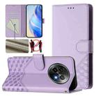 For Realme 13+ 5G Global Honeycomb Embossing RFID Leather Phone Case(Light Purple) - 1