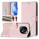 For Realme C63 5G Global Honeycomb Embossing RFID Leather Phone Case(Pink) - 1