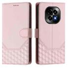 For Realme C63 5G Global Honeycomb Embossing RFID Leather Phone Case(Pink) - 2