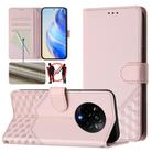 For Realme 14 Pro 5G Honeycomb Embossing RFID Leather Phone Case(Pink) - 1