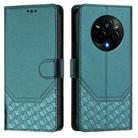For Realme 14 Pro 5G Honeycomb Embossing RFID Leather Phone Case(Peacock Green) - 2