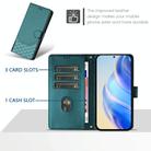 For Realme 14 Pro 5G Honeycomb Embossing RFID Leather Phone Case(Peacock Green) - 3