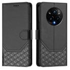 For Realme 14 Pro+ 5G Honeycomb Embossing RFID Leather Phone Case(Black) - 2