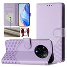 For Realme 14 Pro+ 5G Honeycomb Embossing RFID Leather Phone Case(Light Purple) - 1