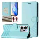 For Realme 14 5G / 14T 5G Global Honeycomb Embossing RFID Leather Phone Case(Mint Green) - 1
