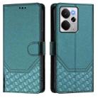 For Realme 14 5G / 14T 5G Global Honeycomb Embossing RFID Leather Phone Case(Peacock Green) - 2