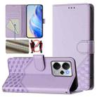 For Realme 14 5G / 14T 5G Global Honeycomb Embossing RFID Leather Phone Case(Light Purple) - 1