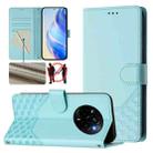For Realme Narzo 80 Pro / 14 Pro 5G India Honeycomb Embossing RFID Leather Phone Case(Mint Green) - 1