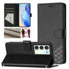 For Realme 14x Global / V70 5G / C75 5G Honeycomb Embossing RFID Leather Phone Case(Black) - 1