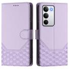 For Realme C71 4G Global Honeycomb Embossing RFID Leather Phone Case(Light Purple) - 2