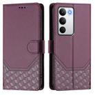 For Realme C71 4G Global Honeycomb Embossing RFID Leather Phone Case(Violet) - 2