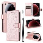 For Xiaomi 15 Ultra 5G Global Cat and Bee Embossed Flip Leather Phone Case(Rose Gold) - 1