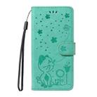 For Xiaomi Poco M6 Pro 4G Global Cat and Bee Embossed Flip Leather Phone Case(Green) - 2