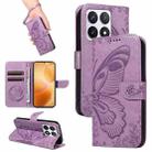 For Xiaomi 14T Pro Swallowtail Butterfly Embossed Leather Phone Case(Purple) - 1