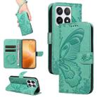 For Xiaomi 14T Pro Swallowtail Butterfly Embossed Leather Phone Case(Green) - 1