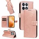 For Xiaomi 14T Pro Swallowtail Butterfly Embossed Leather Phone Case(Rose Gold) - 1