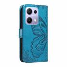For Xiaomi Poco M6 Pro 4G Global Swallowtail Butterfly Embossed Leather Phone Case(Blue) - 3