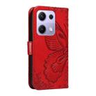 For Xiaomi Poco M6 Pro 4G Global Swallowtail Butterfly Embossed Leather Phone Case(Red) - 3