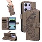 For Xiaomi Poco M6 Pro 4G Global Swallowtail Butterfly Embossed Leather Phone Case(Grey) - 1
