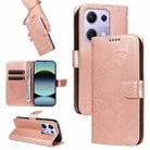 For Xiaomi Poco M6 Pro 4G Global Swallowtail Butterfly Embossed Leather Phone Case(Rose Gold) - 1