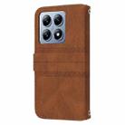 For Xiaomi 14T Embossed Stripes Skin Feel Leather Phone Case(Brown) - 3