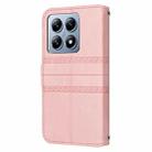 For Xiaomi 14T Pro Embossed Stripes Skin Feel Leather Phone Case(Pink) - 3
