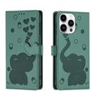 For iPhone 16 Pro Cartoon Elephant Embossed Leather Phone Case(Green) - 1