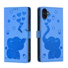 For iPhone 16 Plus Cartoon Elephant Embossed Leather Phone Case(Blue) - 1