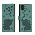 For iPhone 16 Cartoon Elephant Embossed Leather Phone Case(Green) - 1