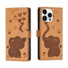 For iPhone 15 Pro Max Cartoon Elephant Embossed Leather Phone Case(Yellow) - 1