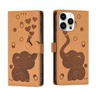 For iPhone 15 Pro Cartoon Elephant Embossed Leather Phone Case(Yellow) - 1